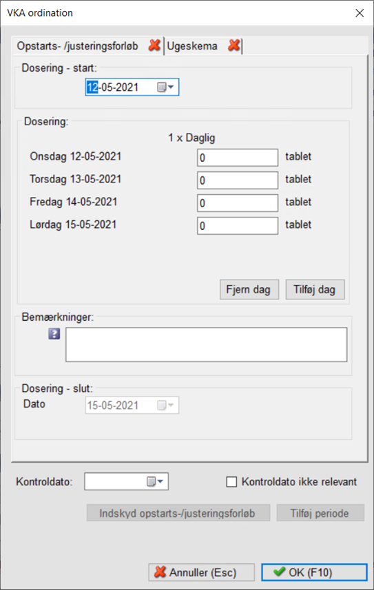 FMK - Ny VKA-ordination - opstart-justering