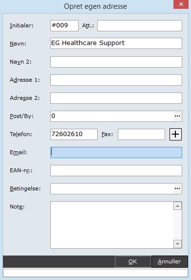 Opret egen adresse